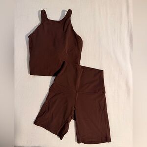 Lululemon Brown Tank and Shorts Set - (2)